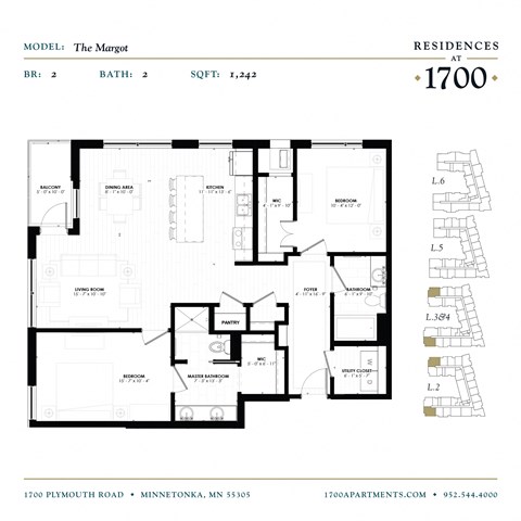 The Margot Floor Plan at Residences at 1700, Minnetonka, MN