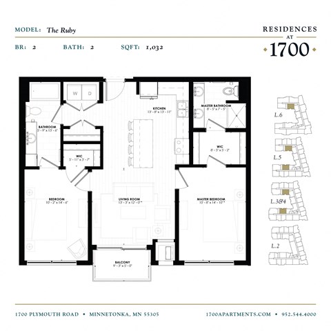 The Ruby Floor Plan at Residences at 1700, Minnetonka, MN