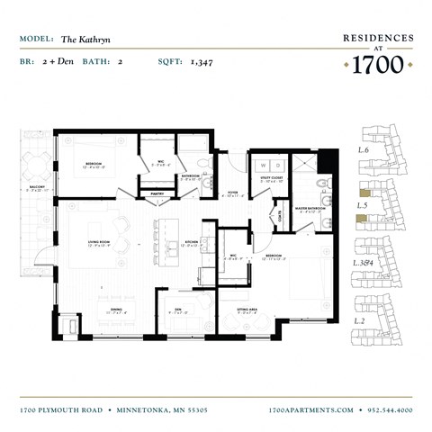The Kathryn Floor Plan at Residences at 1700, Minnetonka, 55305