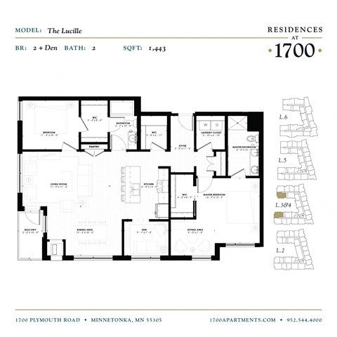 The Lucille Floor Plan at Residences at 1700, Minnesota, 55305