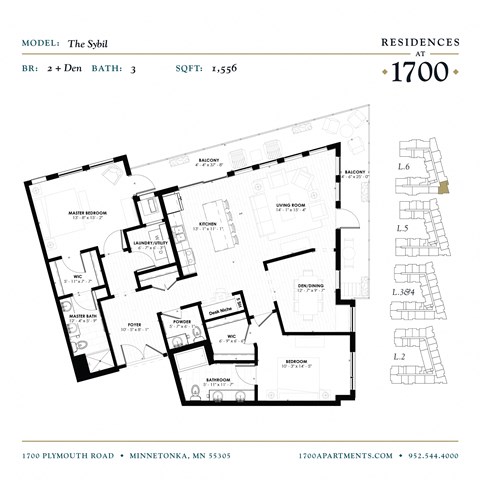 The Sybil Floor Plan at Residences at 1700, Minnetonka