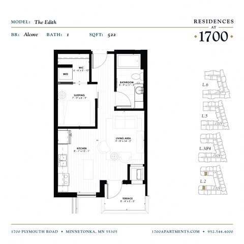 The Edith Floor Plan at Residences at 1700, Minnetonka, 55305
