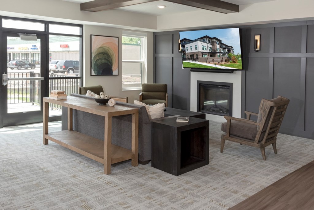 Community Room with Fireplace  at Shady Oak Crossing, Minnesota, 55343
