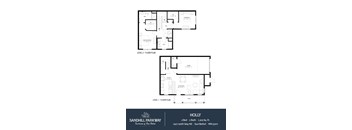 Floor plan for a 2 bedroom, 2 bath house at Sandhill Parkway.