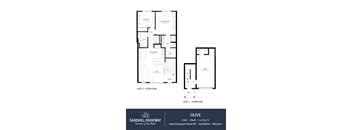 A floor plan for a two bedroom apartment at Sandhill Parkway.
