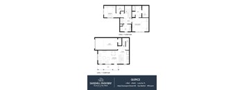 Two floor plans for a 2 bedroom, 2 bath house.