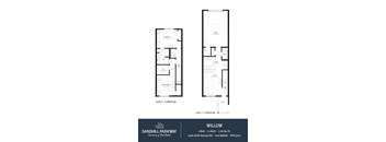 A floor plan for a 2 Bedroom, 1.5 Bath home at Sandhill Parkway.