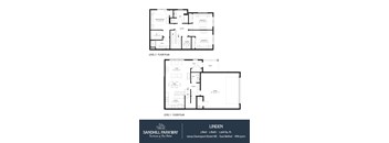 A floor plan for a three bedroom, two bathroom apartment at Sandhill Parkway.