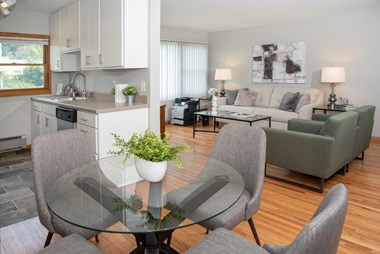 kitchen, dining and living room