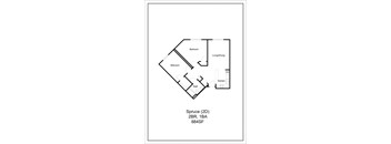 a floor plan of a house with a small footprint at Briarcliff Apartments, a 55+ Community, Minnesota