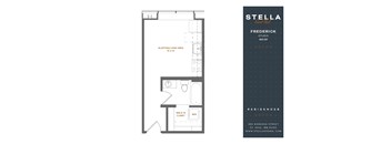 A floor plan for a Stella Frederick studio apartment.