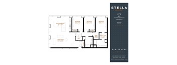 A floor plan for a Stella Ivy apartment shows three bedrooms and a living area.