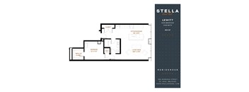 A floor plan for a one bedroom apartment at Stella Residences.