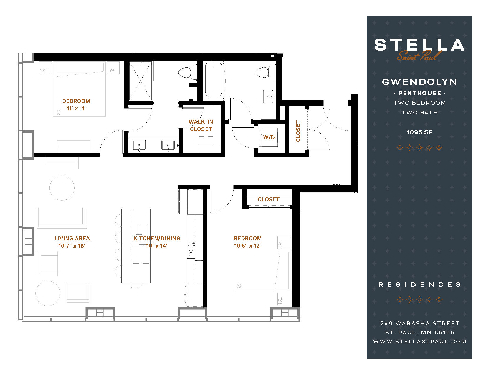 Gwendolyn Penthouse Floor Plan at Stella St. Paul Apartments, Minnesota