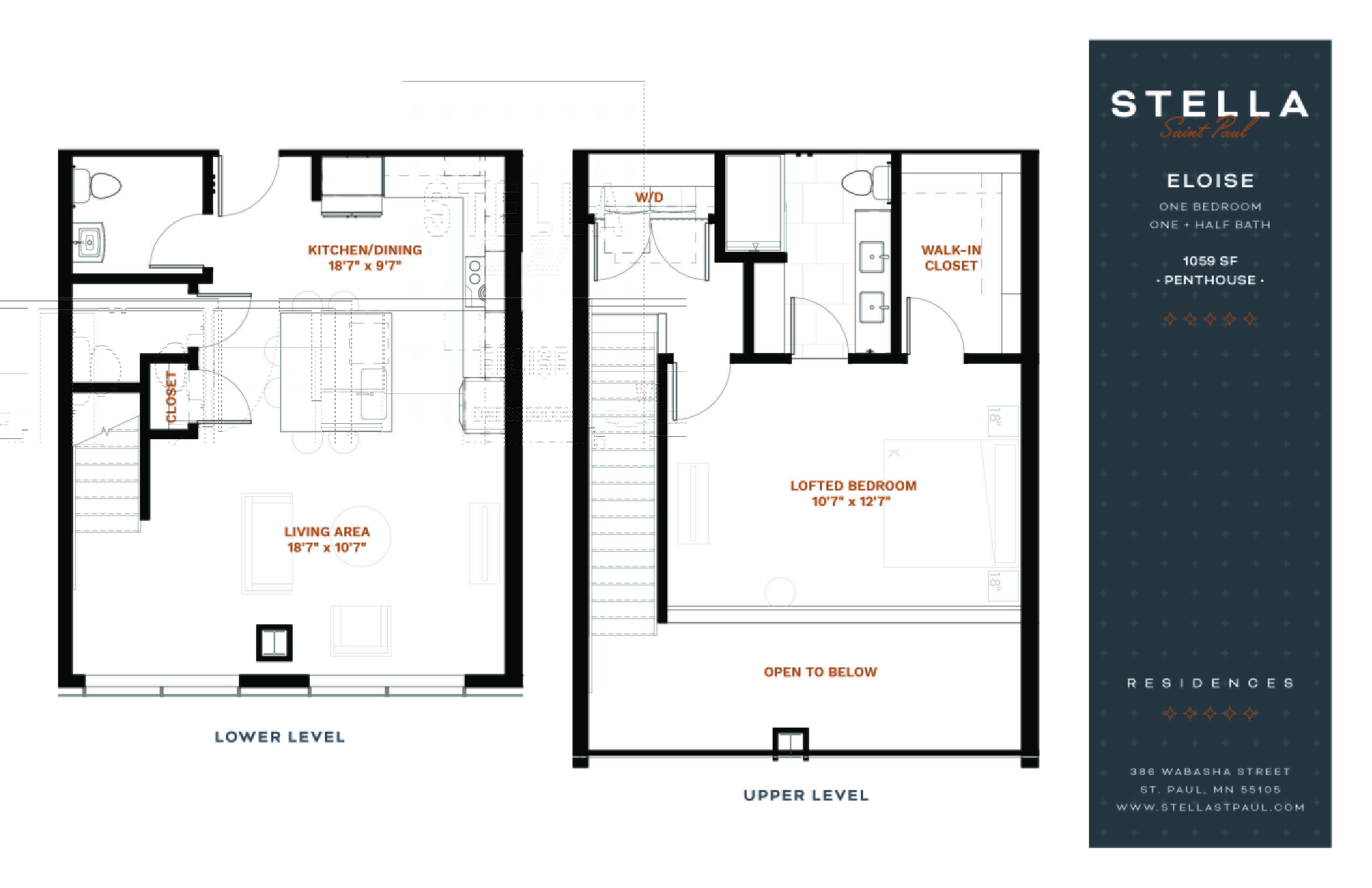 Eloise Penthouse Loft Floor Plan at Stella St. Paul Apartments, St. Paul