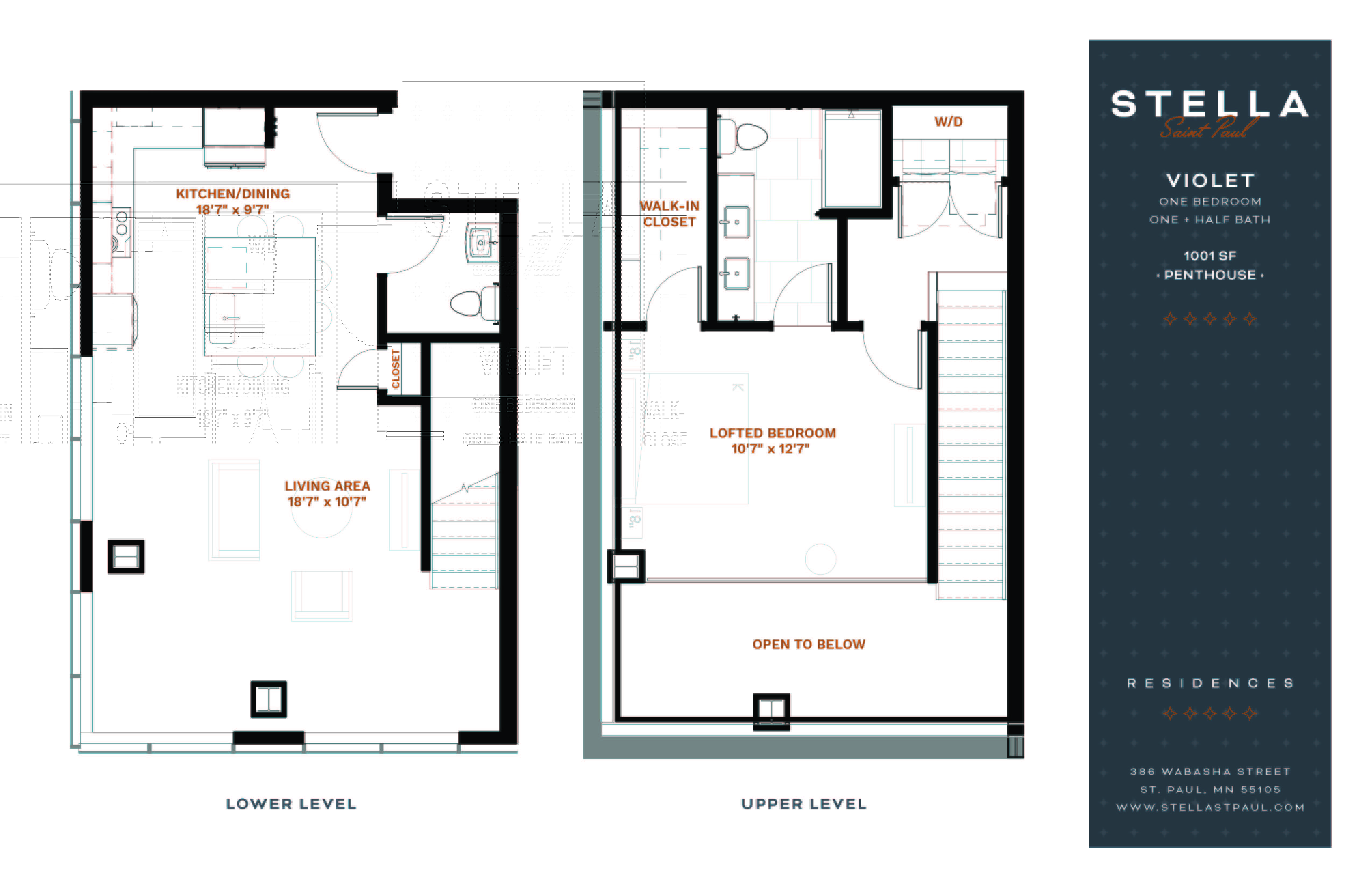 Violet Penthouse Loft Floor Plan at Stella St. Paul Apartments, Minnesota