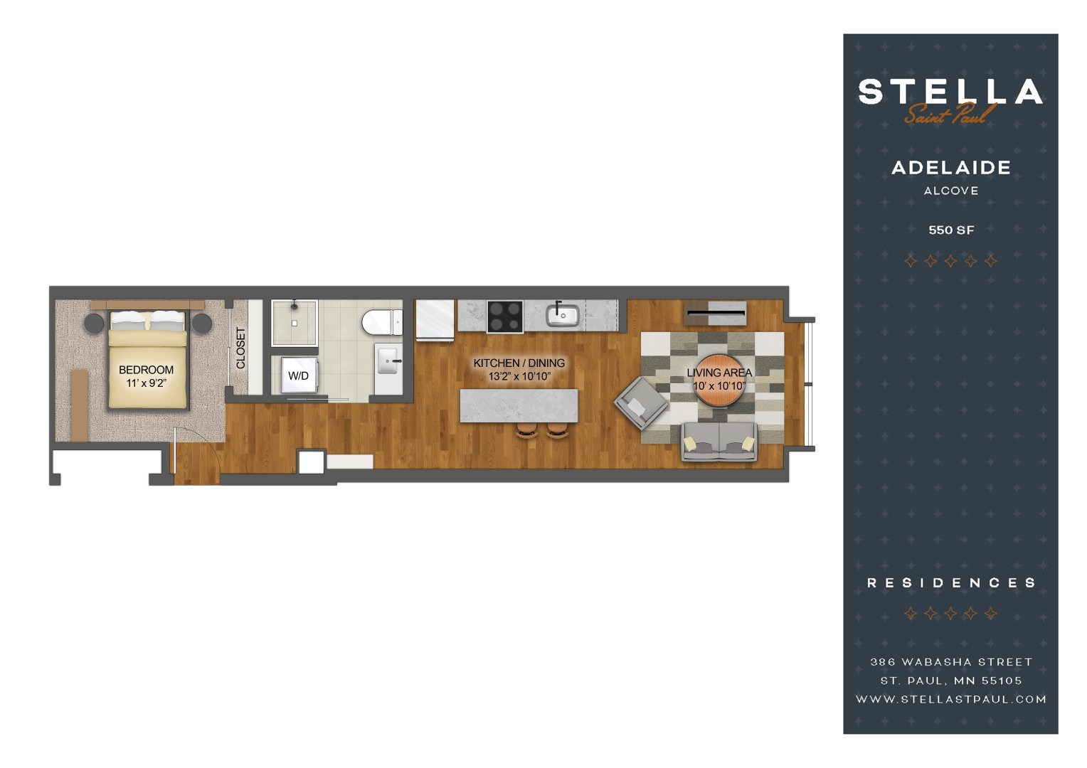 A floor plan of a Stella Residences apartment in Adelaide.
