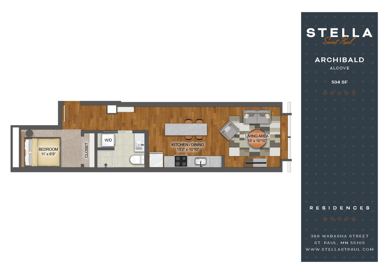 A floor plan for a Stella Archibald Above residence.