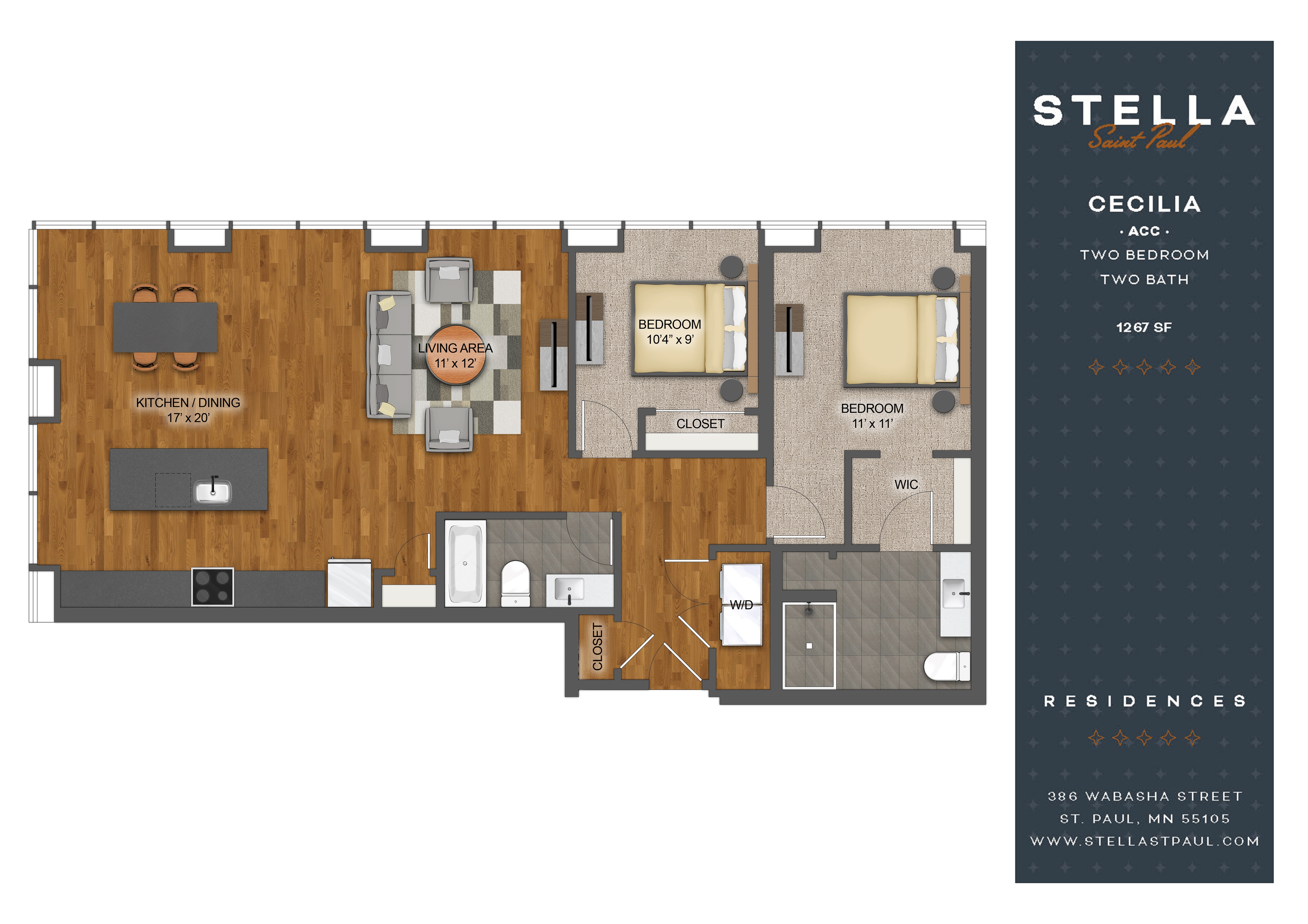 2Bed 2Bath I Floor Plan at Stella St. Paul Apartments, St. Paul