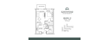 Beldon - S1 Floor Plan at Grove80 Apartments, Cottage Grove, Minnesota