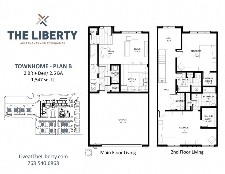 B-TH Floor plan at The Liberty Apartments & Townhomes, Golden Valley, Minnesota