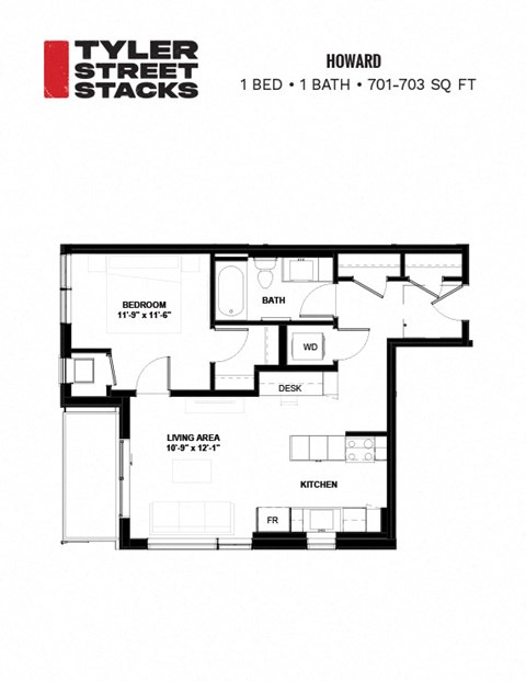 a floor plan of a house at Tyler Street Stacks, Minneapolis