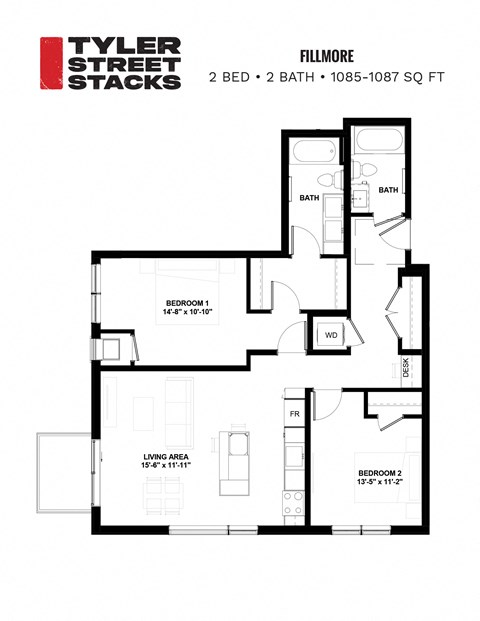a black and white floor plan of a house at Tyler Street Stacks, Minneapolis, Minnesota 55413