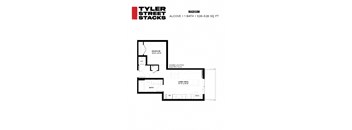 Madison alcove, one bath, 526-528 square foot apartment floor plan at Tyler Street Stacks in Minneapolis, MN