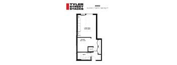 a floor plan for a small apartment with a bedroom and a bathroom