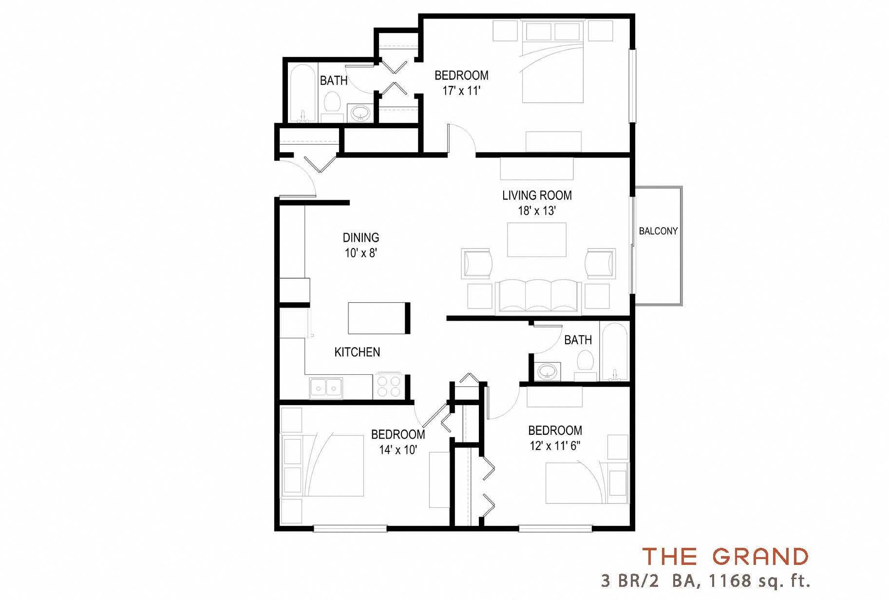 The Grand Floor plan at Terra Pointe Apartments, St. Paul, MN