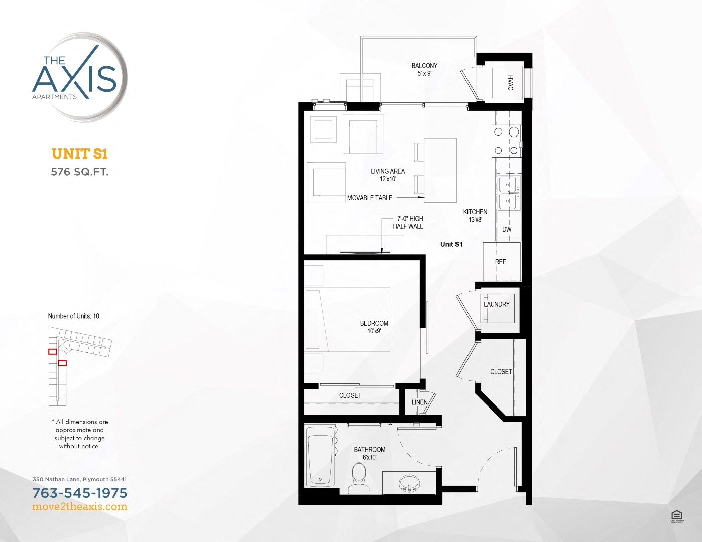 Unit S1 Floorplan at The Axis