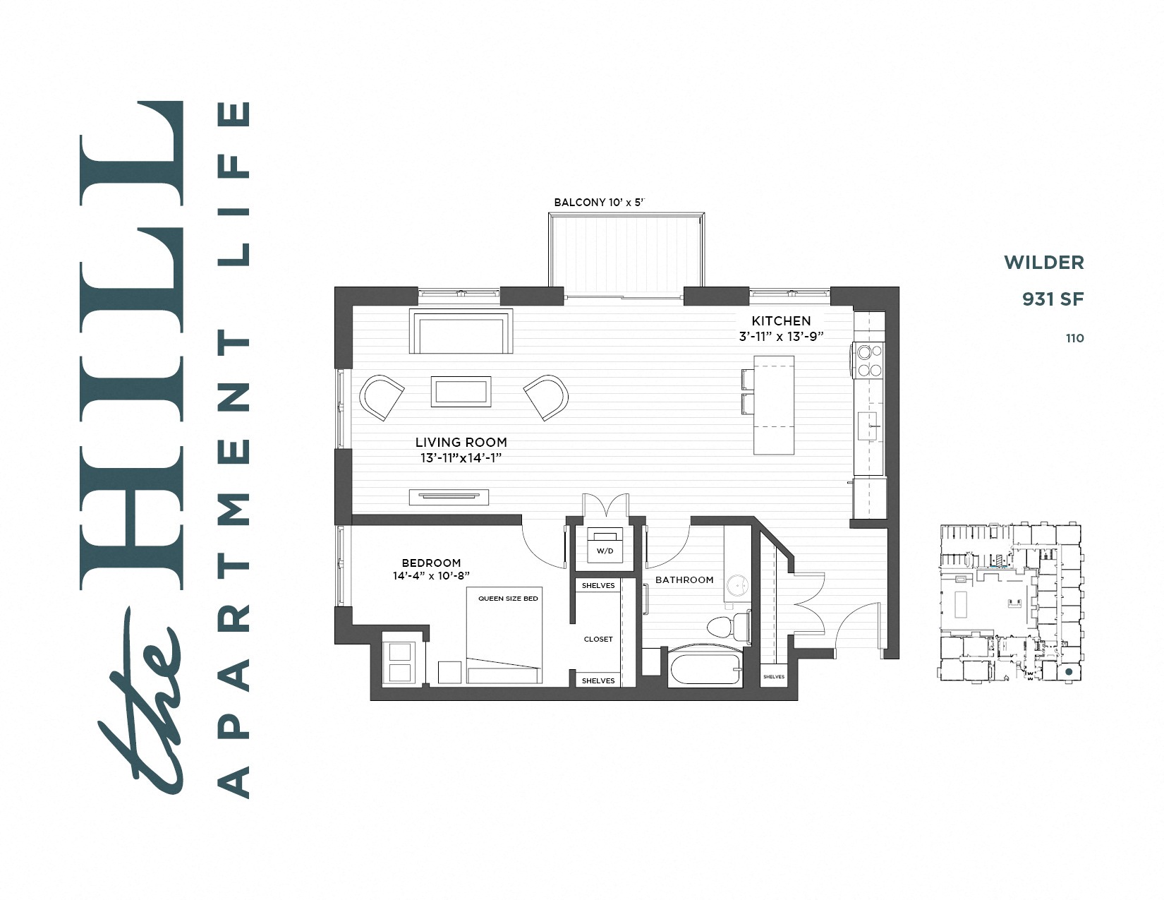 1 bedroom floor plan at The Hill Apartments in st paul mn