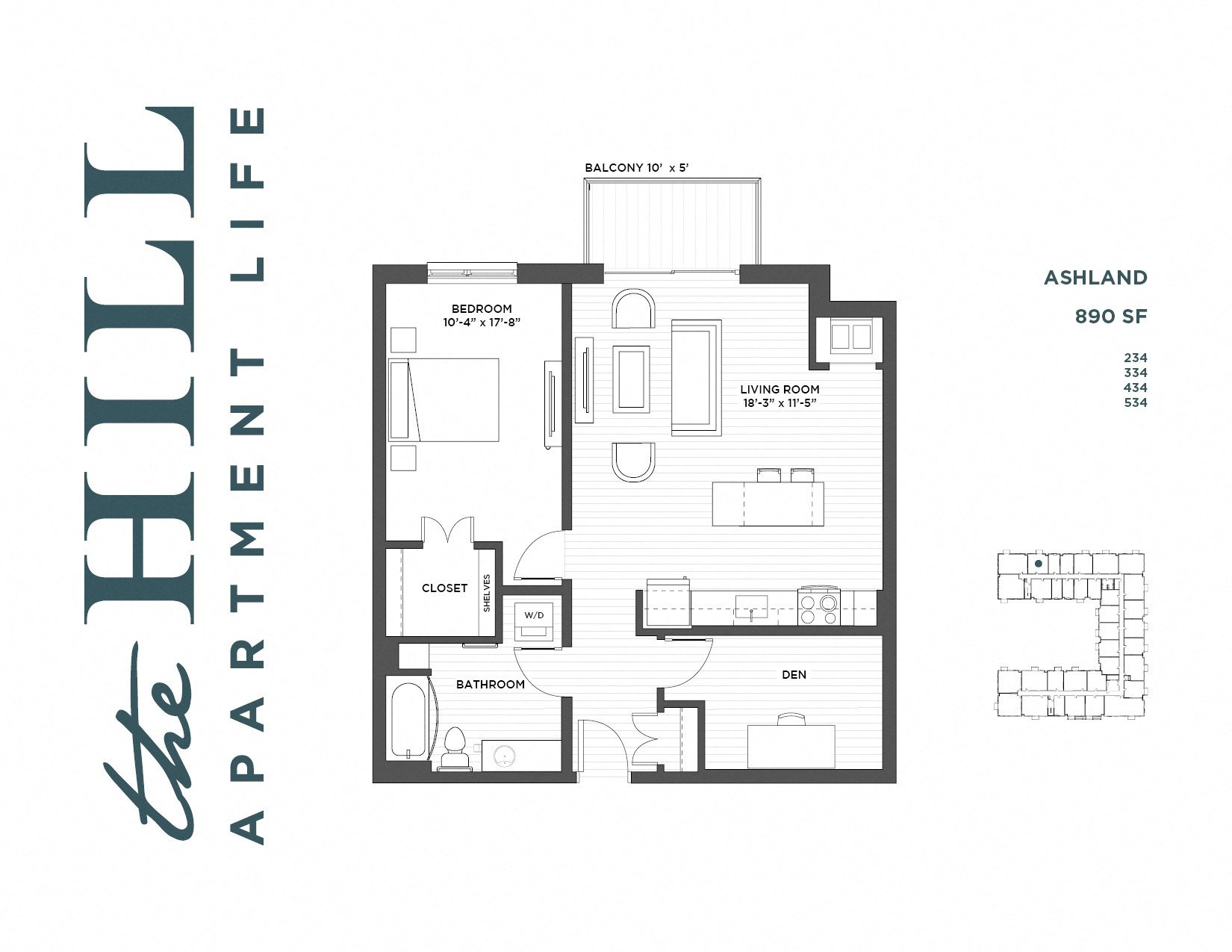 1 bedroom plus den floor plan at The Hill Apartments in st paul mn