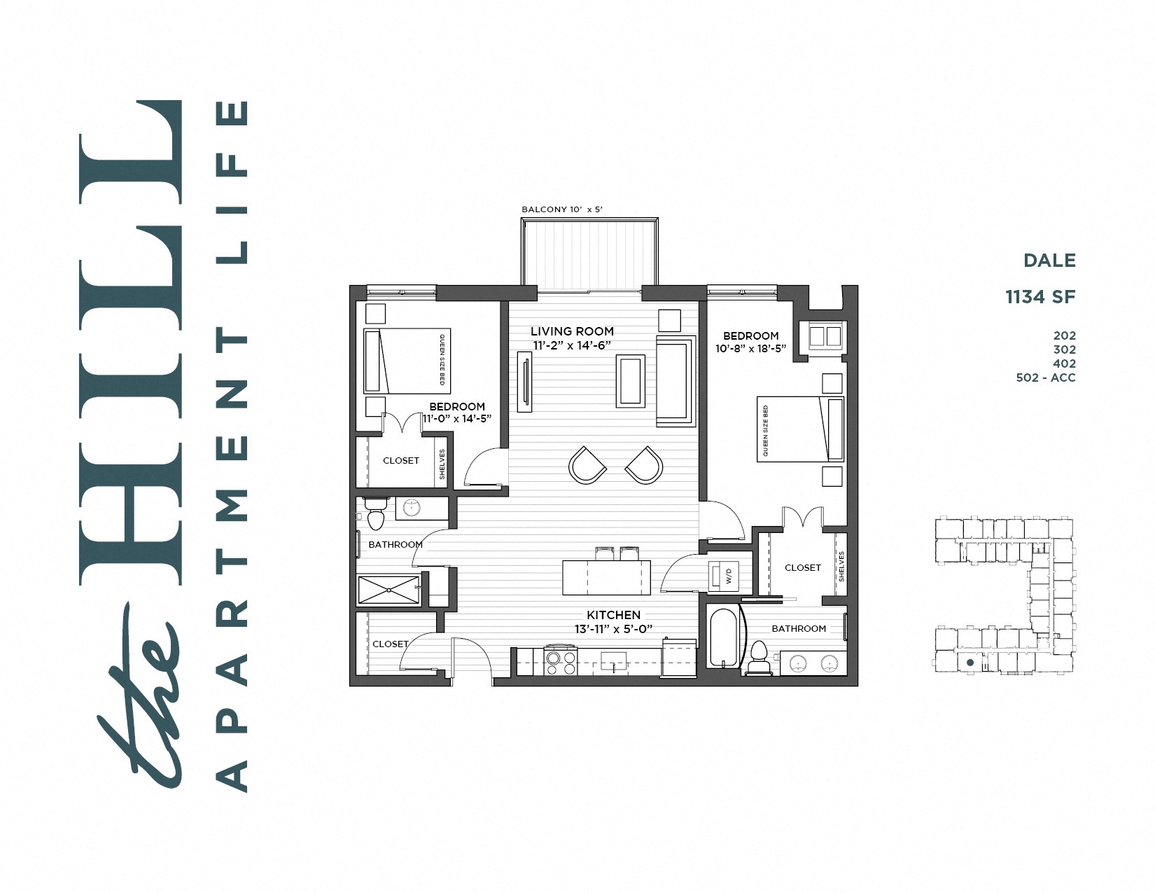 2 bedroom floor plan at The Hill Apartments in st paul mn