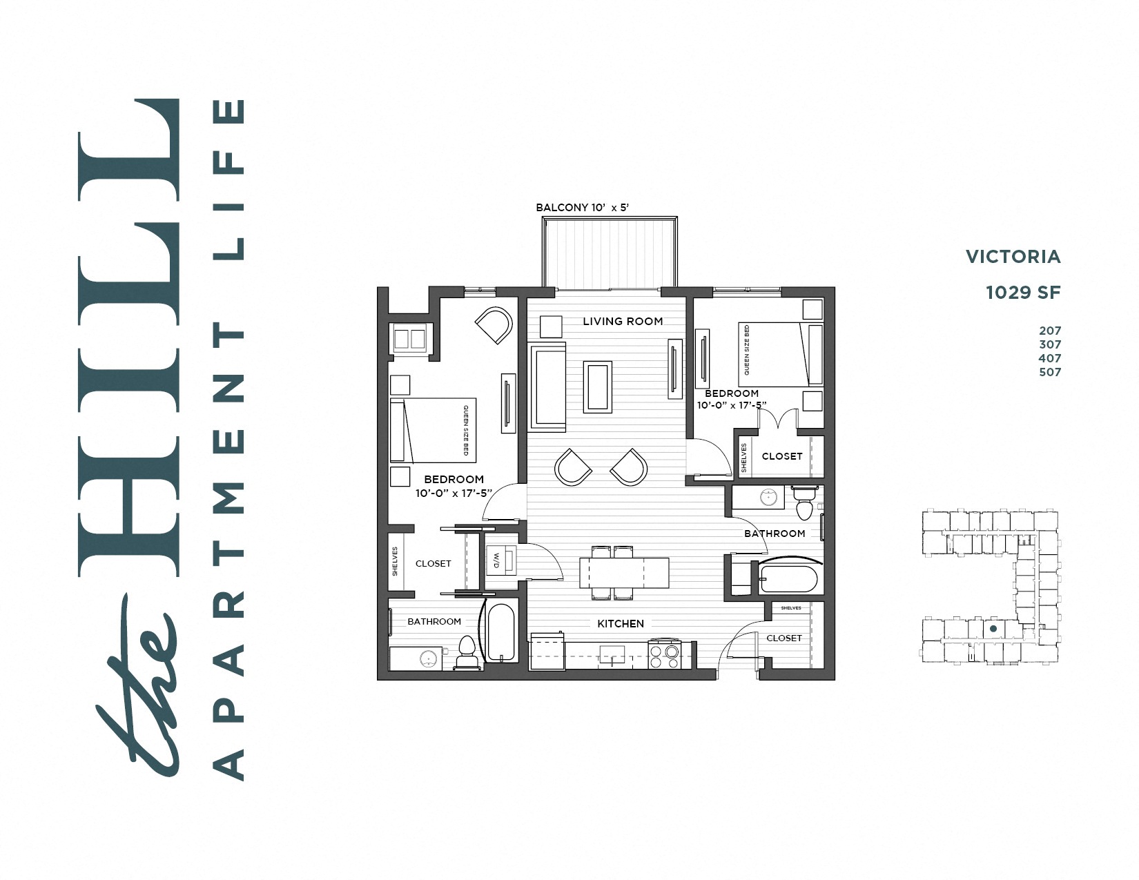 2 bedroom floor plan at The Hill Apartments in st paul mn