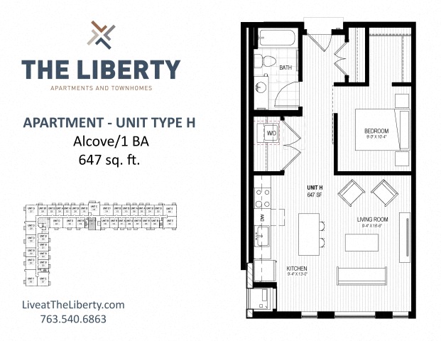 H Floor plan at The Liberty Apartments & Townhomes, Golden Valley, MN