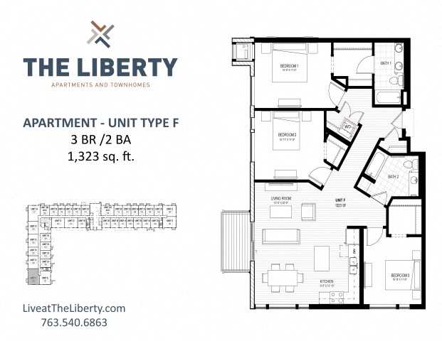 F Floor plan at The Liberty Apartments & Townhomes, Golden Valley