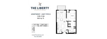 B - Furnished Floor Plan at The Liberty Apartments & Townhomes, Golden Valley, MN