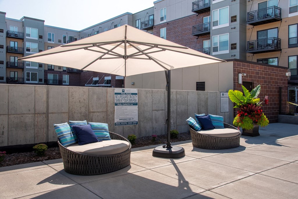 Shaded Lounge Area By Pool at The McMillan, Shoreview, Minnesota