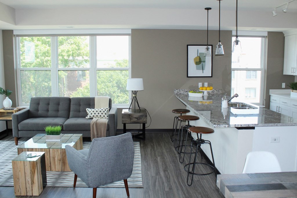 Modern Living Room at The Shoreham, St. Louis Park, MN