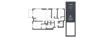 A floor plan for a three bedroom apartment in Virginia.
