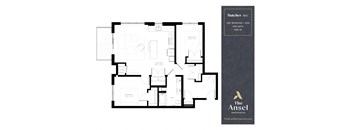 Butcher accessible floorplan, one bedroom plus den floorplan at The Ansel Residences in Vadnais Heights, Minnesota