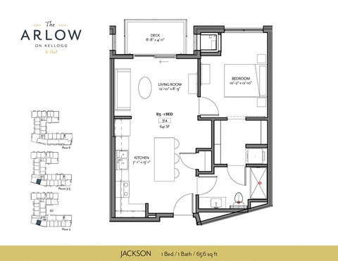Jackson Floor Plan at The Arlow on Kellogg, St Paul, MN, 55102