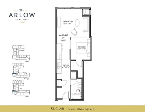 St.Clair Floor Plan at The Arlow on Kellogg, Minnesota, 55102