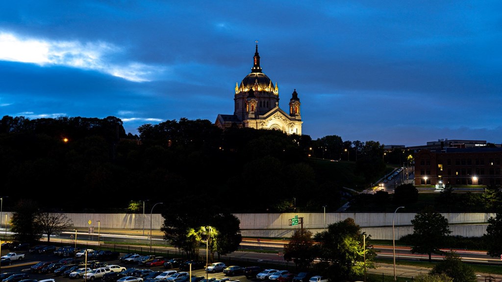 Night Exterior at The Arlow on Kellogg, St Paul, MN