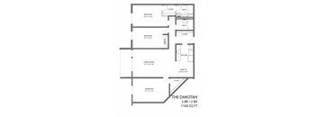 The Dakotah floor plan with three bedroom and two bath