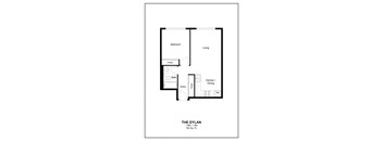 a floor plan of the dylan 1 bedroom unit
