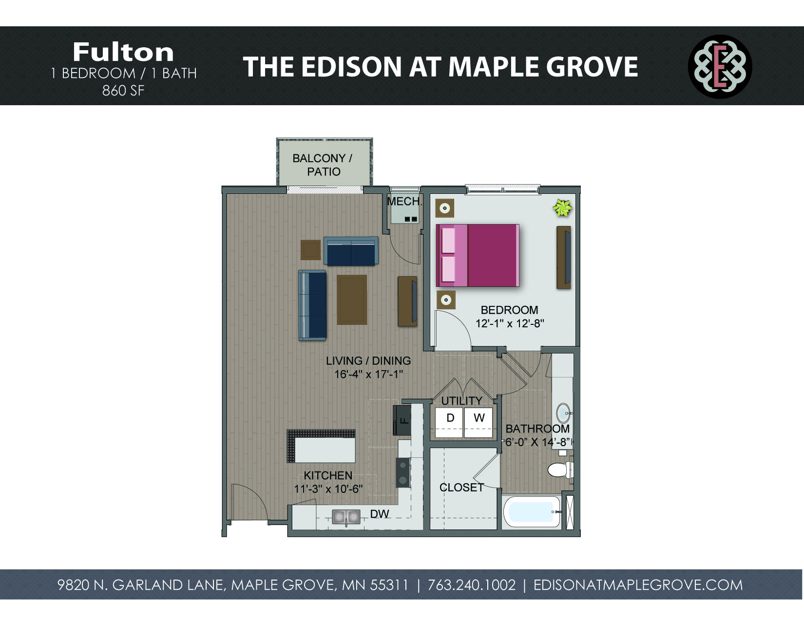 Fulton Floor Plan at The Edison at Maple Grove, Minnesota, 55311