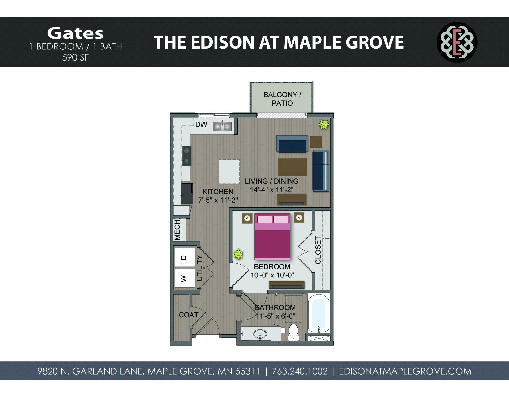Gates Floor Plan at The Edison at Maple Grove, Maple Grove, MN