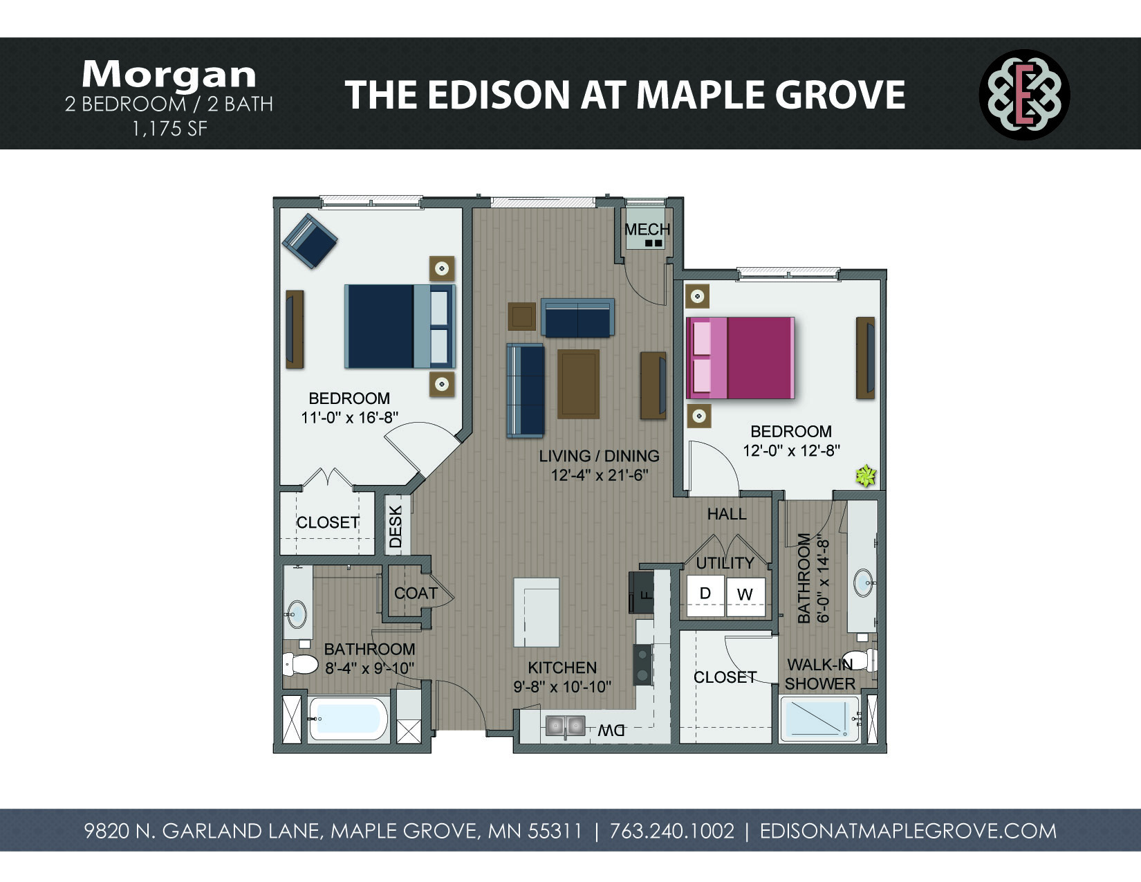 Morgan Floor Plan at The Edison at Maple Grove, Maple Grove, MN, 55311